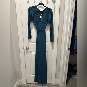 Baltic Born Velvet Teal Maxi Wrap Dress